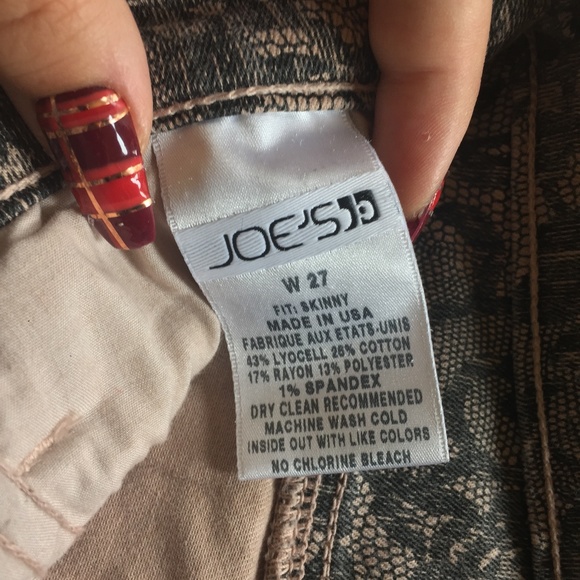 Joe's Floral Snakeskin Print Beige Skinny Jeans - Picture 3 of 5